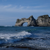 Offshore surf at Wharariki, Wharariki Beach