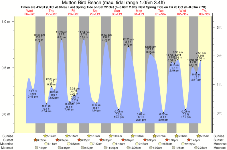 Mutton Bird Beach Tide Times & Tide Charts